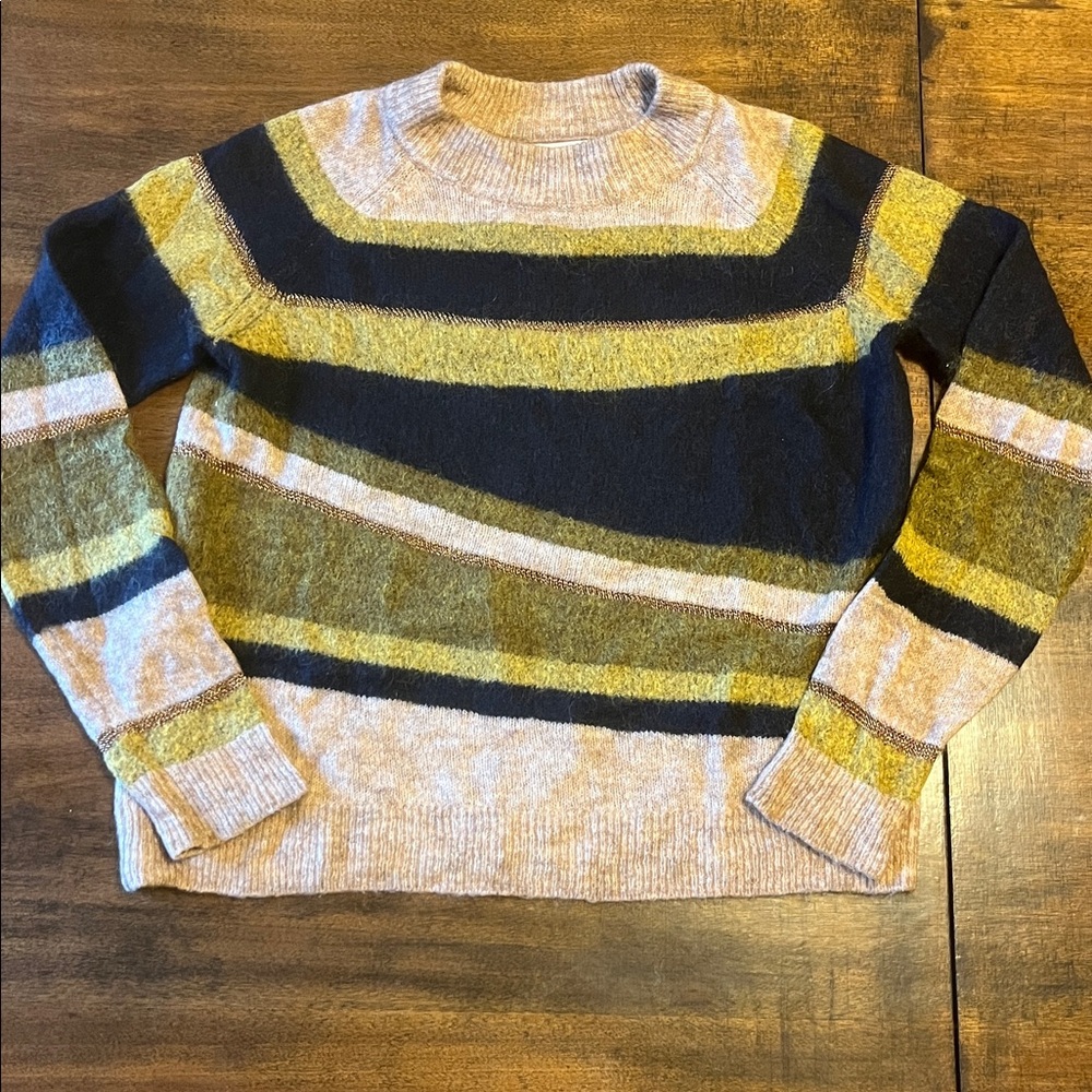 H&M Mohair and Wool Knit Sweater in Fall Colors with a copper  embellishment